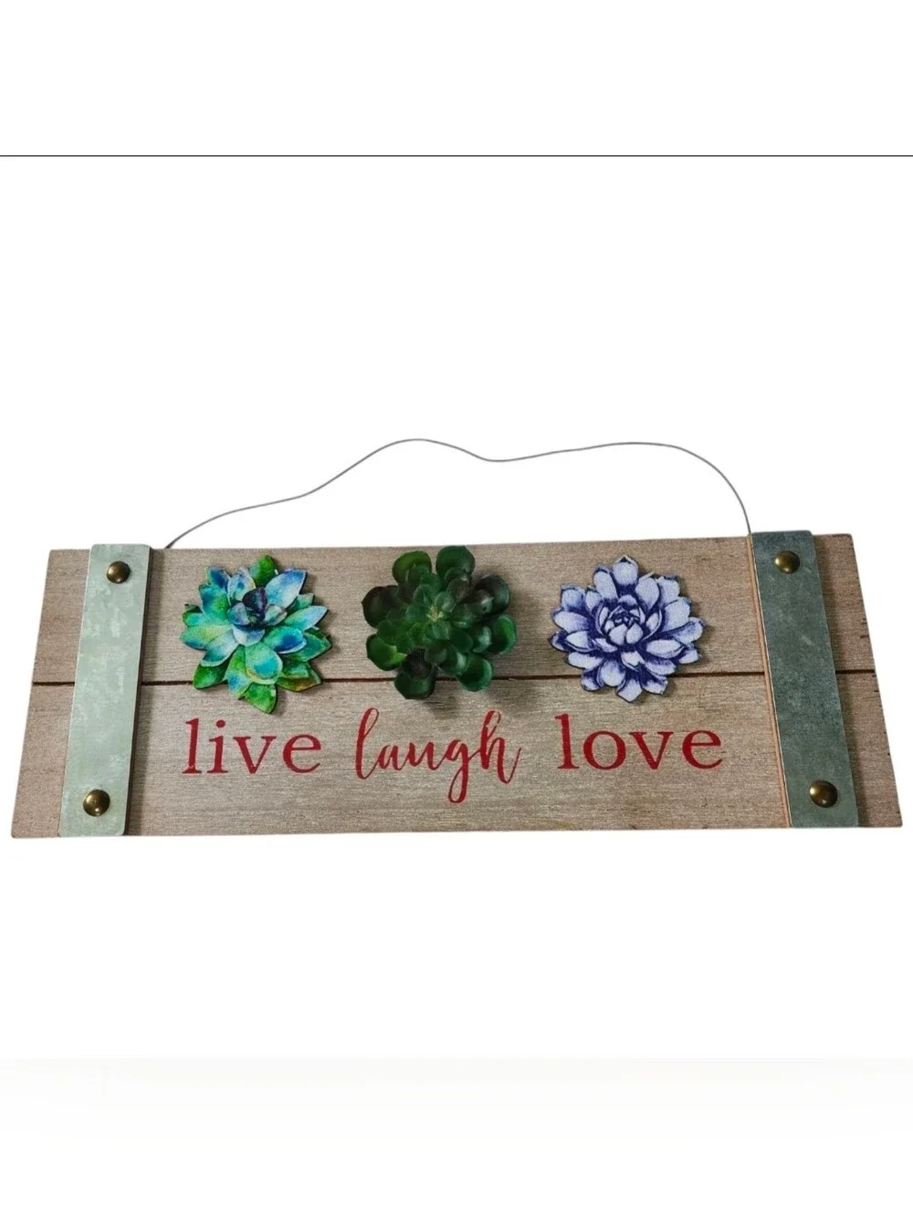 Live Laugh Love Succulent Wooden Wall Plaque Sign